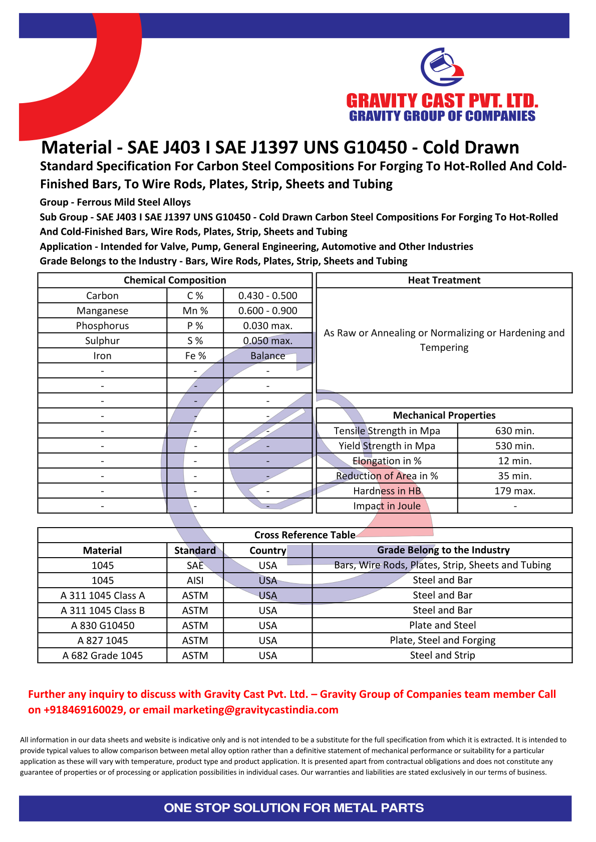 SAE J403 I SAE J1397 UNS G10450 - Cold Drawn.pdf